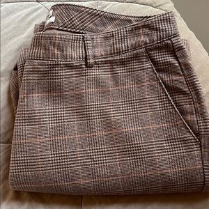L.L.Bean Classic Fit Glen Plaid Wool Trousers Brown Petite 16 GUC Heritage Look